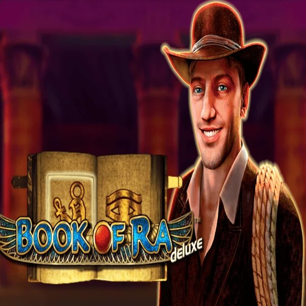 Book of Ra Deluxe slot logo by Novomatic at Kinbet Casino